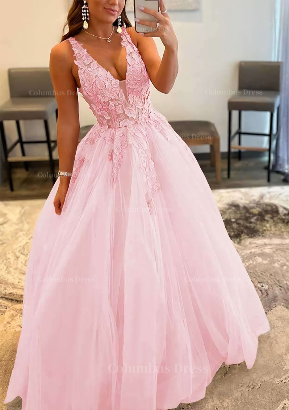 Princess Hot Pink Long Prom Dress Layered Tulle Sleeveless Corset