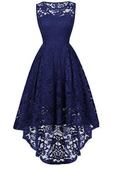 Bridal Bouquet, Sleeveless Hi-Low Lace Lavender Party Dress