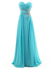 A-Line Sweetheart Chiffon Pleats Beading Bridesmaid Dress