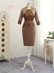 Amazing Brown Mother Of The Bride Dresses Sheath With Jacket