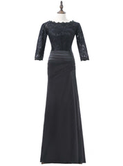 Black Mermaid 3/4 Sleeves Satin Mother Of The Bride Dresses