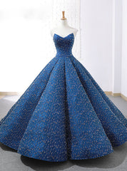 Blue Ball Gown Sweetheart Sequins Wedding Dress With Beading