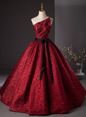 Burgundy Strapless Embroidery Quinceanera Dress