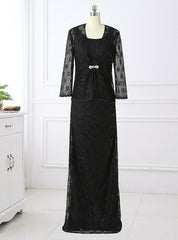 Fashion 2 Piece Vintage Black Lace Mother of the Bride Dresses with Jacket