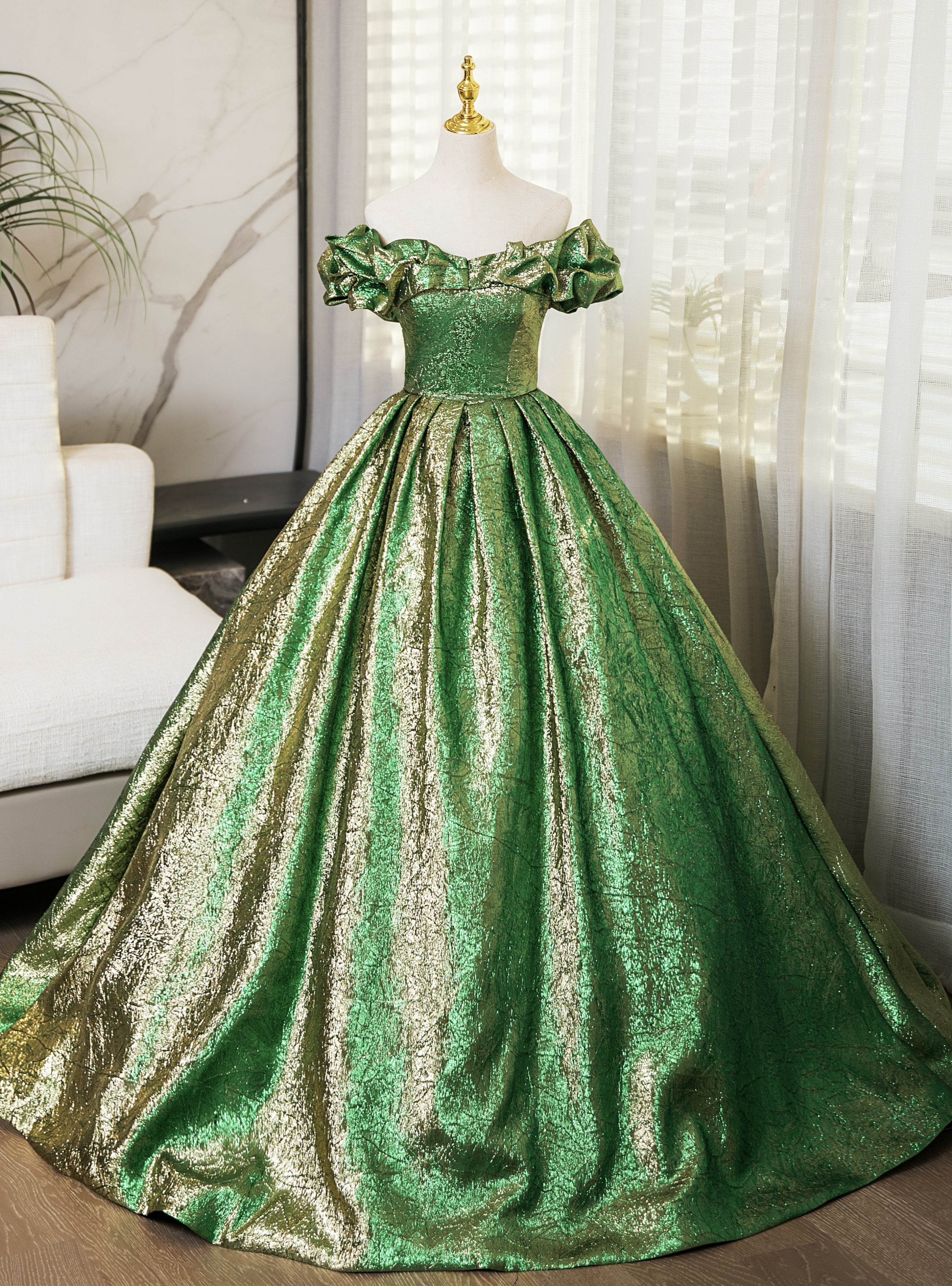 Green Off the Shoulder Quinceanera Dress