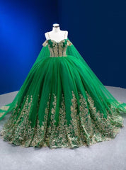 Green Tulle Sequins Appliques Spaghetti Straps Pearls Prom Dress