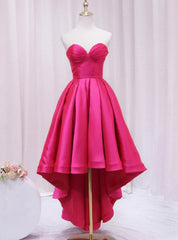 Hot Pink  Satin Strapless Prom Dress