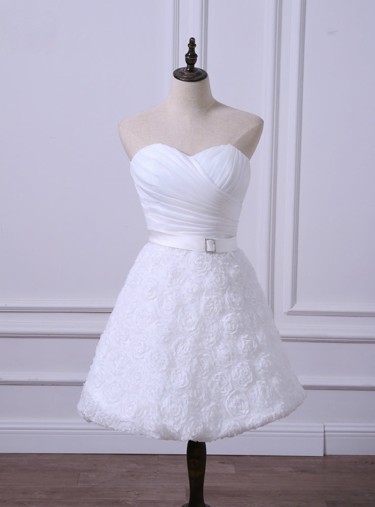 Hot Sale Short Wedding Reception Dresses Cheap White/Ivory Bridal Gown