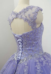 Lavender Ball Gown Quinceanera Dresses Lace Appliqued Dress