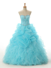 Light Blue Ball Gown Floor Length Sweetheart Quinceanera Dresses