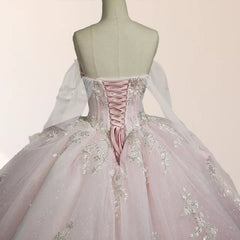 Light Pink Ball Gown Appliqued Quincea?era Dresses