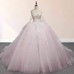 Light Pink Ball Gown Appliqued Quincea?era Dresses