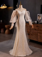 Mermaid Lace Long Sleeve Wedding Dress