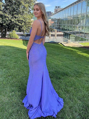 Mermaid Purple V-Neck Long Prom Dress