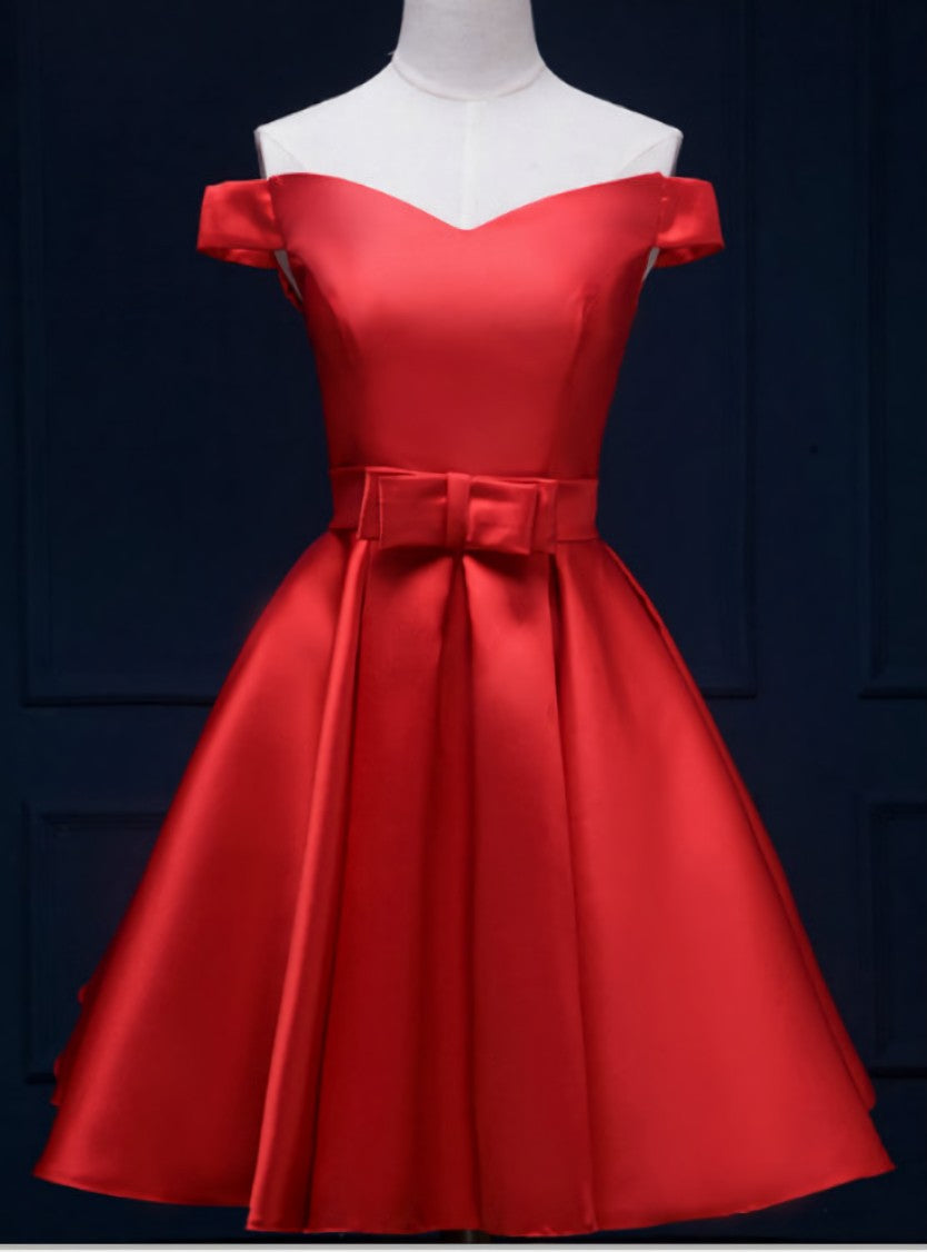 Popular Modern Red Off-the-Shoulder School Homecoming Dresses A-Line