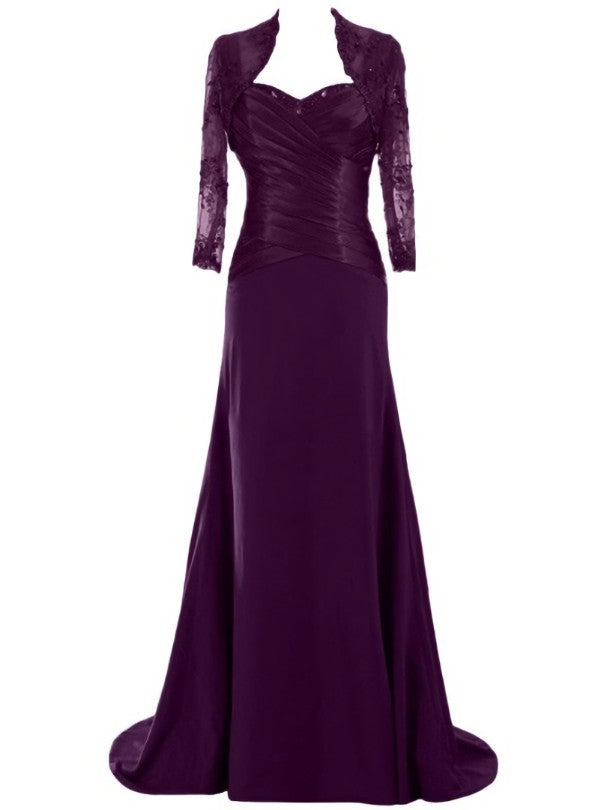 Princess Floor-Length Matte Chiffon Lace Mother of the Bride Dress with Jacket