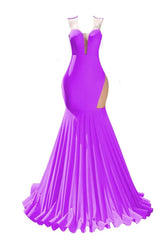 Purple Prom Dresses Sexy Mermaid Women Evening Dress Sleeveless Open Back