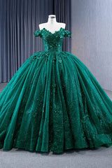 Quinceanera Dress Appliques Dark Green Evening Dresses Sweetheart Sleeveless Ball Gown