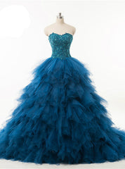 Quinceanera Dress Ball Gown Ruffles Organza Crystals Wedding Dress