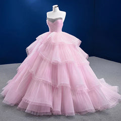 Quinceanera Dress Simple Tiered Ball Gown Elegant Lace Up Long Evening Dresses with Diamonds