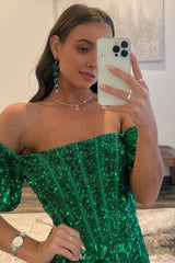 Sheath Off-the-Shoulder Sequins Long Prom Dress