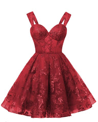 Teens Sparkly Tulle Red Homecoming Dresses Spaghetti Straps Short Cocktail Party Prom Dress