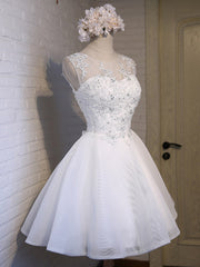 White Organza Lace Homecoming Dress