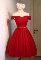 Party Dresses 2043, Red Tulle Short Prom Dresses, A-Line Party Dresses