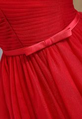 Party Dress Cheap, Red Tulle Short Prom Dresses, A-Line Party Dresses