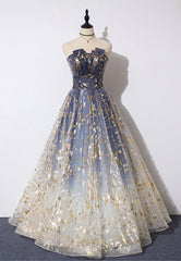 Quinceanera Dress, A-Line Strapless Tulle Long Prom Dresses, Cute Evening Party Dresses