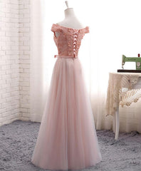 Homecoming Dress Lace, A Line Lace Tulle Off Shoulder Long Prom Dress, Evening Dress