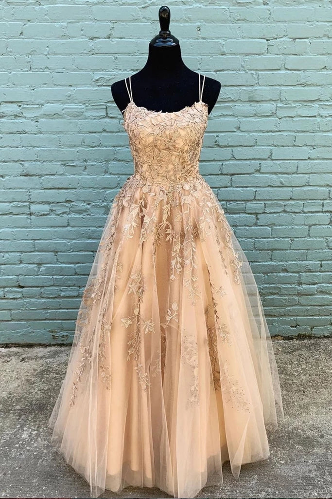 Bridesmaid Dress Blushes, Hottest Elegant Spaghetti Straps Backless Lace Long Princess Prom Dresses For Teens