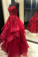 Party Dress Shops, Red Lace Long Prom Dresses, Red Backless Formal Evening Dresses