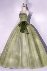 Prom Dresses Sweetheart, Green Strapless Tulle Long Formal Dress, A-Line Evening Party Dress