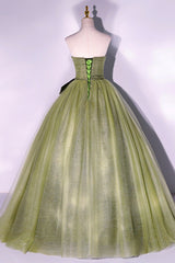 Prom Dress Size 35, Green Strapless Tulle Long Formal Dress, A-Line Evening Party Dress