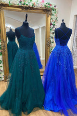 Homecoming Dresses For Middle School, Cute Tulle Lace Long Prom Dress, A-Line Backless Evening Dress