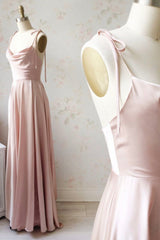 Party Dress Summer, Simple Satin Long Prom Dresses, A-Line Spaghetti Straps Evening Dresses