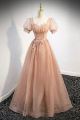 Homecoming Dress Boutiques, Cute Tulle Lace Long Prom Dresses, A-Line Evening Party Dresses