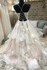 Prom Dress Country, A-Line Lace Long Prom Dresses, V-Neck Formal Evening Dresses