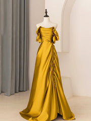 Party Dress Clubwear, Unique Satin Long Prom Dress, Simple Strapless A-Line Evening Dress