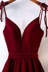 Evening Dresses Long, Burgundy Velvet Long Prom Dresses, Simple A-Line Evening Dresses