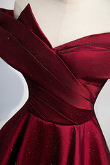 Formal Dresses Ball Gown, Burgundy Off the Shoulder Prom Dress, A-Line Evening Party Dress