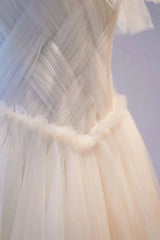 Homecoming Dress Styles, Champange Tulle Long Prom Dress, A-Line Evening Dress