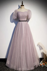 Pretty Dress, A-Line Tulle Long Prom Dresses, Simple Evening Dresses