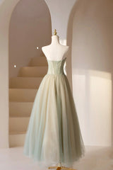 Bridesmaid Dresses Different Styles, Lovely Strapless Long Tulle Prom Dress, A-Line Evening Dress