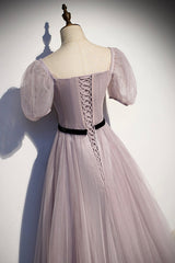 Vintage Prom Dress, A-Line Tulle Long Prom Dresses, Simple Evening Dresses