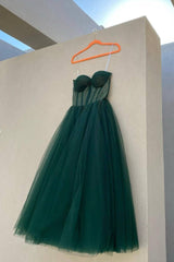 Prom Dresses Photos Gallery, Green Tulle Short Prom Dresses, Lovely Spaghetti Straps Evening Dresses