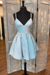 Homecoming Dresses Business Casual Outfits, Cute V-Neck Short Prom Dresses, A-Line Homecoming Dresses