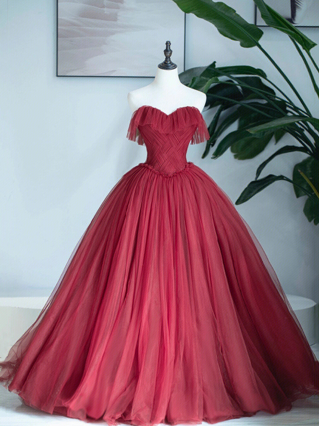 Formal Dress Long Elegant, Burgundy Sweetheart Neckline Long Formal Dress, A-Line Strapless Evening Dress