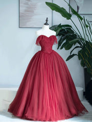 Formal Dress For Teen, Burgundy Sweetheart Neckline Long Formal Dress, A-Line Strapless Evening Dress